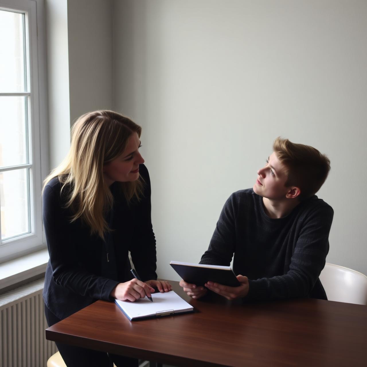 Researcher interviewing a participant